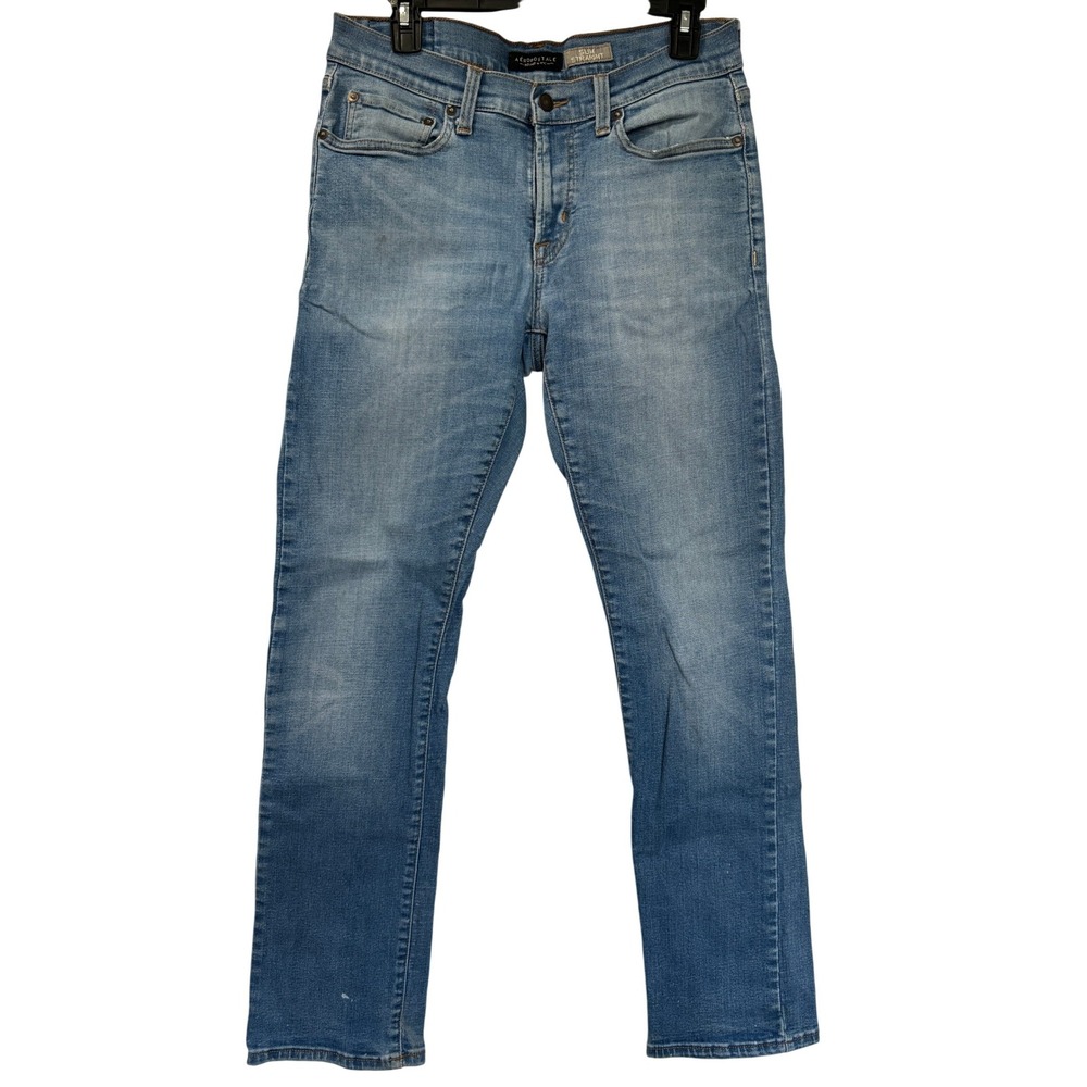 Aeropostale Men's Slim Straight Jeans 30x32  Denim Blue Distressed Casual